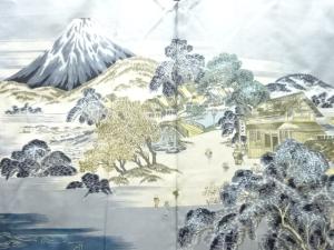アンティーク　町家風景模様肩裏本場泥大島紬男物羽織